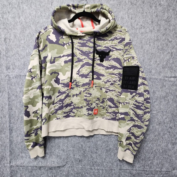Under Armour Project Rock Veterans Hoodie Womens Medium Loose Fit Camouflage - Picture 2 of 8